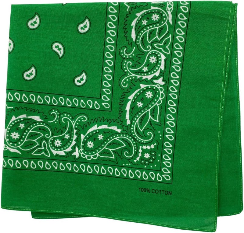 MD Style 100% Cotton Bandana for Men & Women 22" x 22" Paisley Pattern Handkerchief Headband Scarf - Image 2